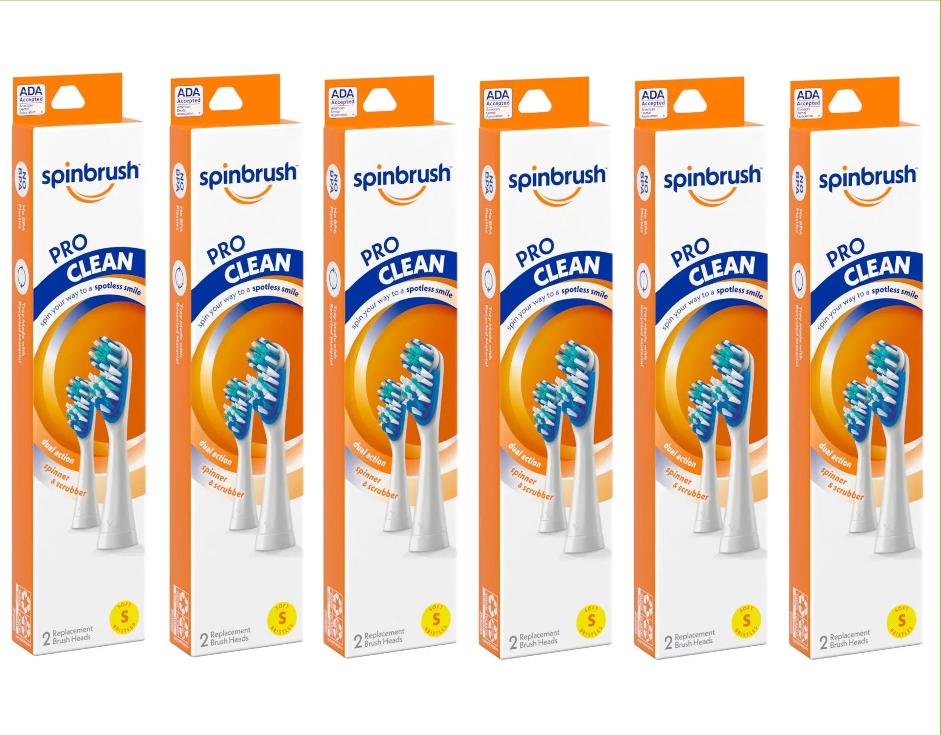 Heads Clean Pack - Brush Soft in Replacement Each & Arm Hammer Spinbrush 2 Pro 6