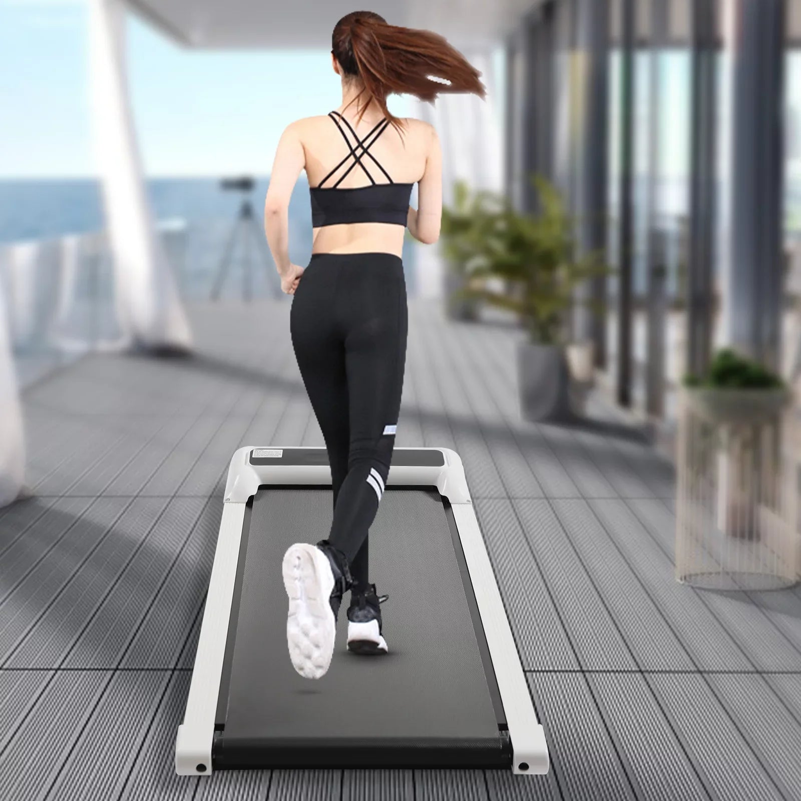 Control Jogging 2 Pad Home Remote Under Electric ZhdnBhnos Fitness Walking Treadmill in Portable Desk 600W 2.25HP Motorized 1 Running Machine