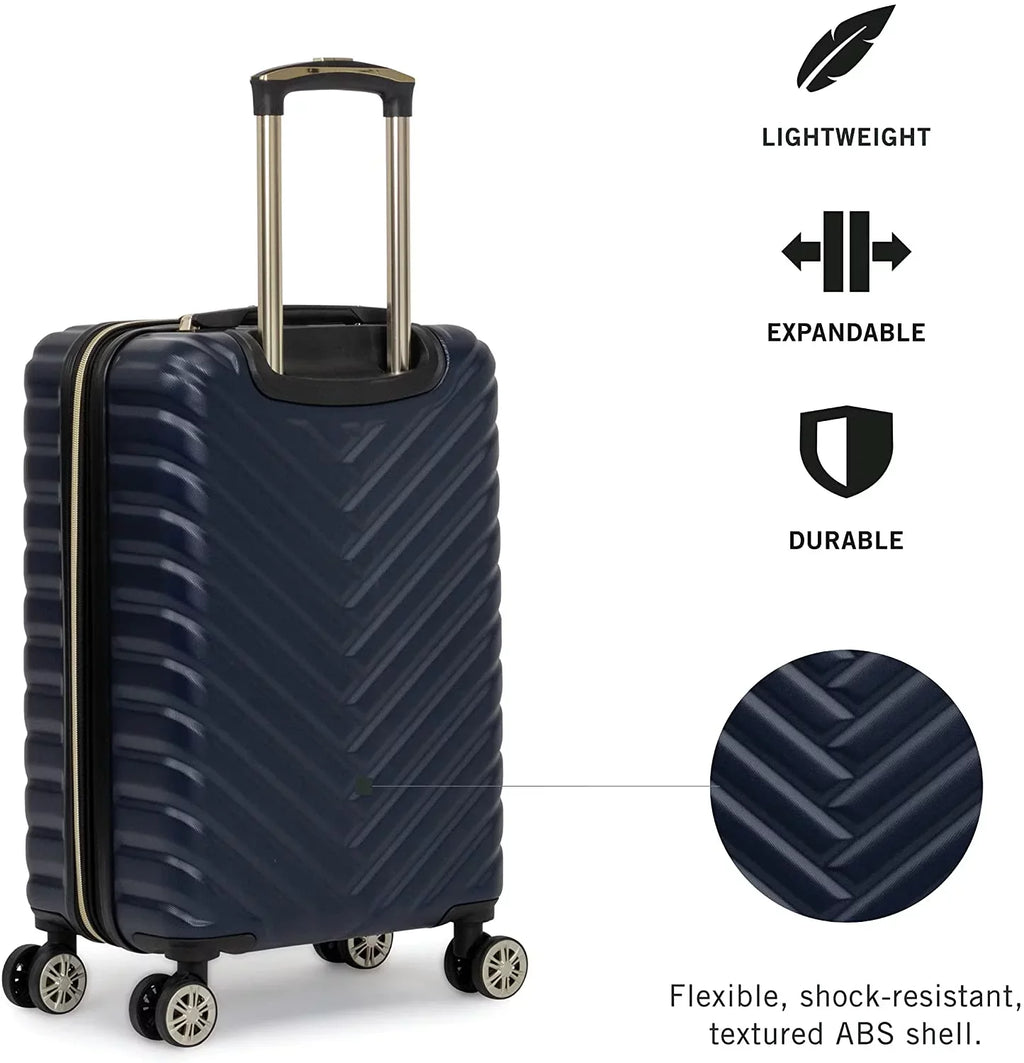 Lightweight Square Hardside Navy, Luggage, Expandable 28-Inch Checked Navy Spinner REACTION Madison Checked Cole Kenneth Chevron 28-Inch