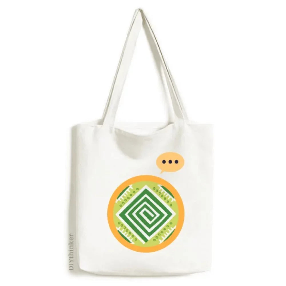 Tote Ancient Mexico Canvas Squares Bag Expression Sack Totems Green Shoulder Civilization