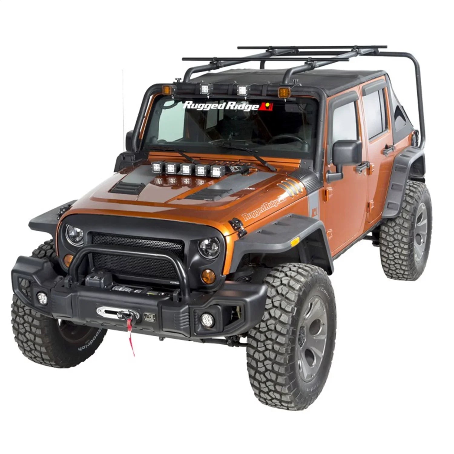 by Crossbars Steel, | Rugged 56.5" Wrangler JK with for Tubes, Roof Jeep JK Compatible Crossbar Black Ridge | Wrangler 11703.11 RealTruck 2007-2018 | Sherpa Rack