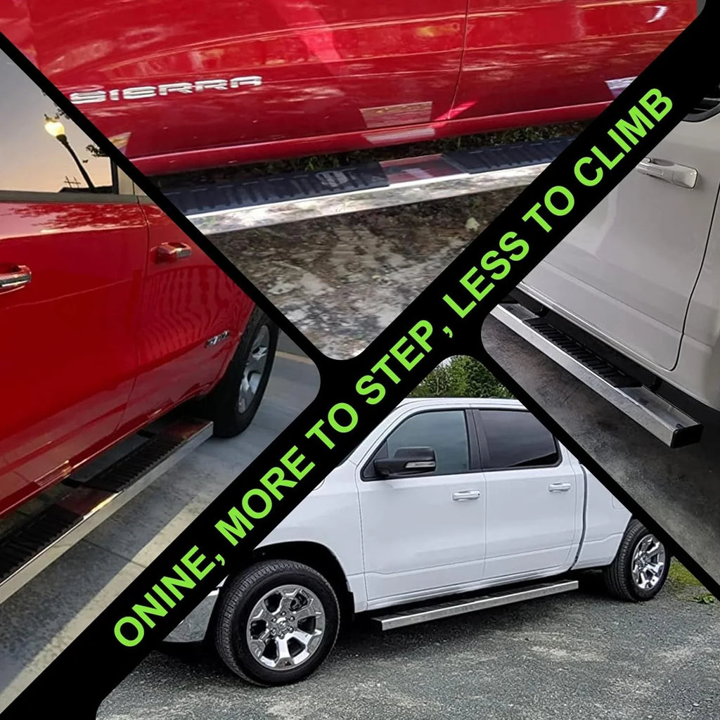 Silverado/Sierra Boards Fit bar Cab Crew 1500 2500/3500 2020-2024 Step Running ONINE Silverado/Gmc Aluminum Chrome 6" & Sierra Nerf Polished Chevy Custom 2019-2024 Side