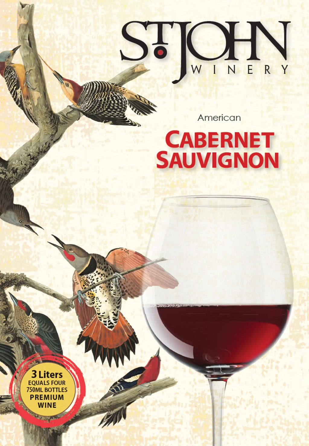 Cabernet St. Arkansas, Servings-150ml 3L John Sauvignon Red Wine, ABV, Winery Each Box -20 13.5%