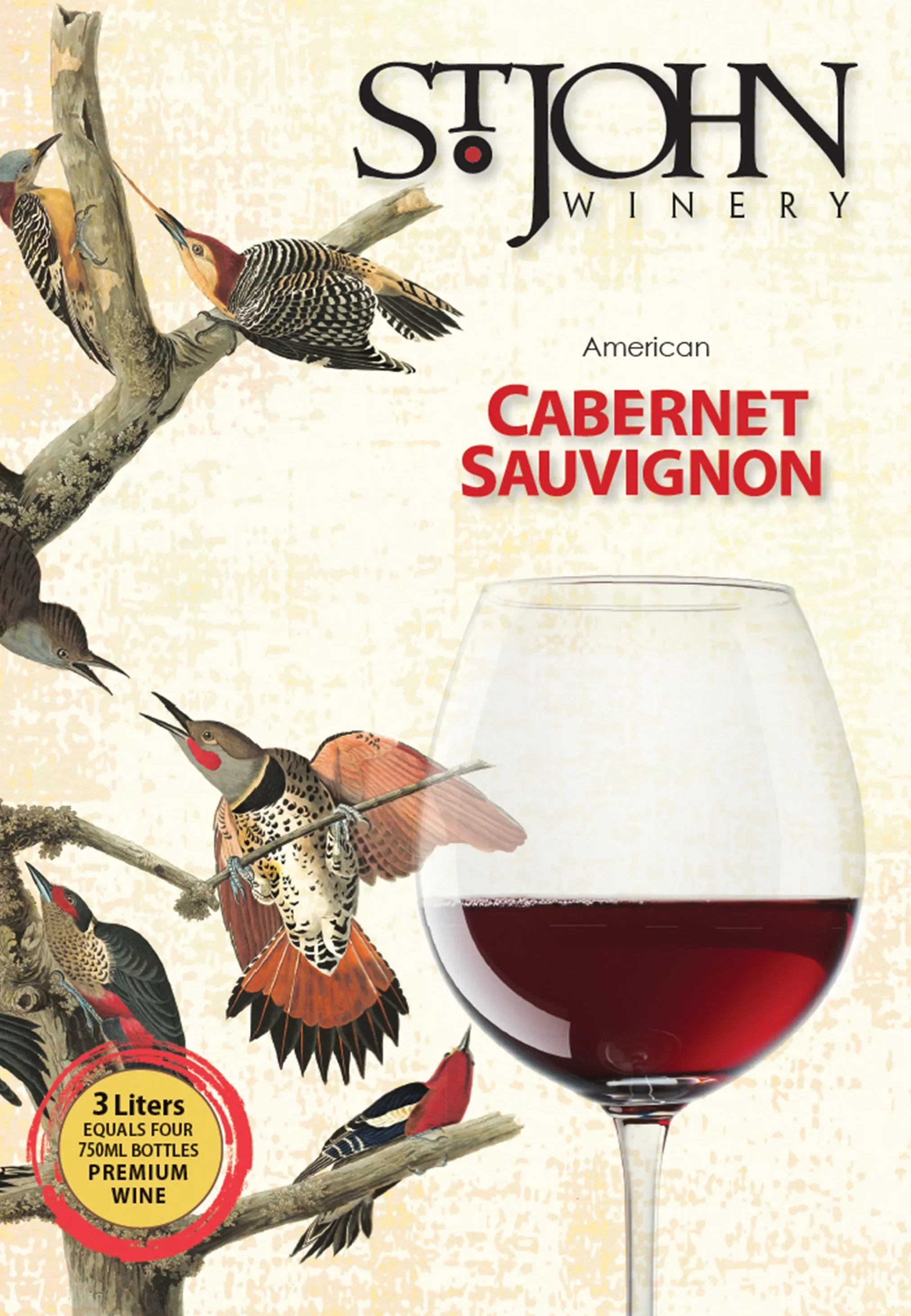 Cabernet St. Arkansas, Servings-150ml 3L John Sauvignon Red Wine, ABV, Winery Each Box -20 13.5%