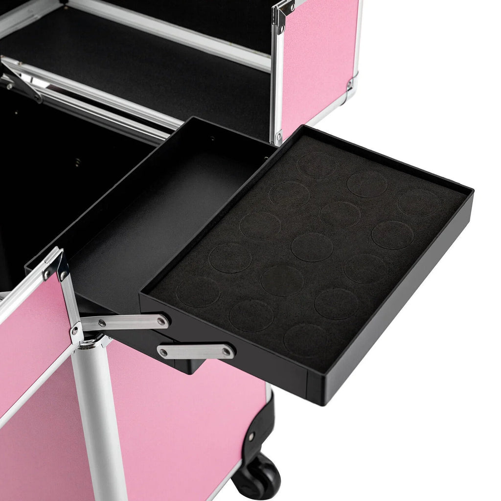 Makeup Cosmetic Trolley Large Adjustable Barber Organizer Miumaeov Personal Case Dividers for Travel Salon Care Cosmetic Professional Train Case Case Beauty Storage Rolling