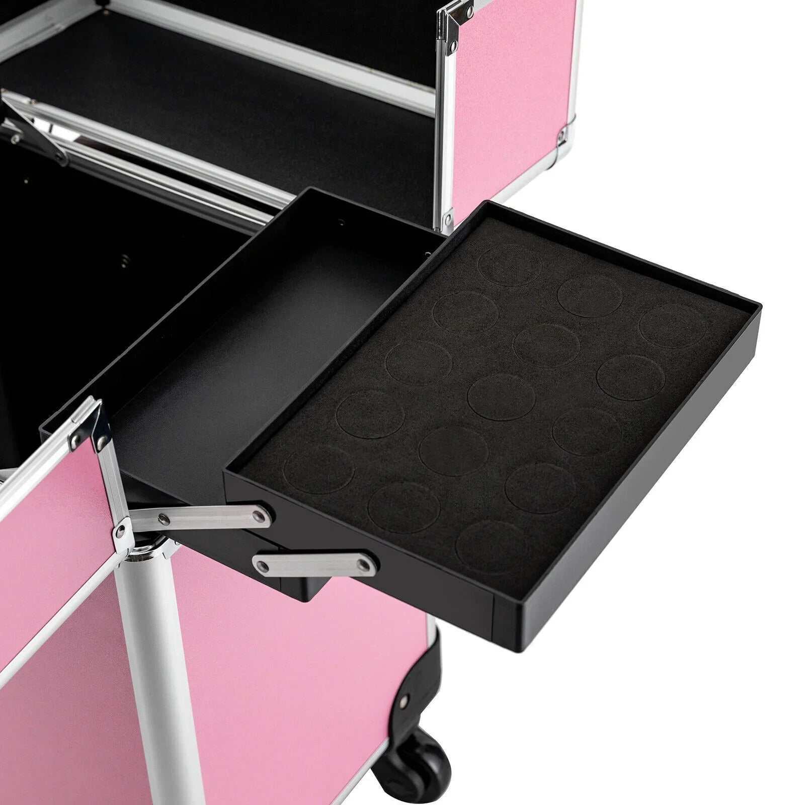 Makeup Cosmetic Trolley Large Adjustable Barber Organizer Miumaeov Personal Case Dividers for Travel Salon Care Cosmetic Professional Train Case Case Beauty Storage Rolling