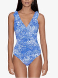 Swimsuit Tummy-Control Printed Lauren Ralph Ruffled One-Piece