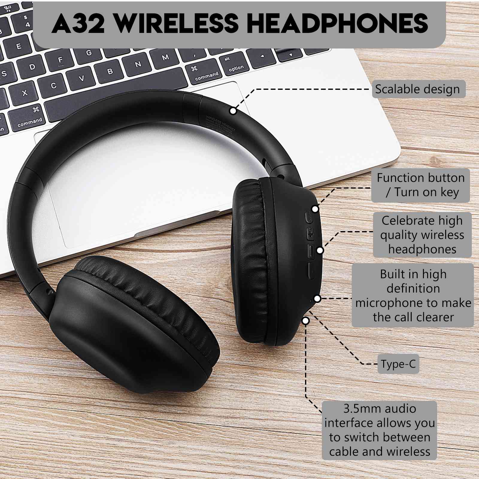 Overhead For 5 Bluetooth – Perfect Comfort (India) UrbanX Infinix with Headphones Black Smart Wireless II Noise-Cancelling, 955