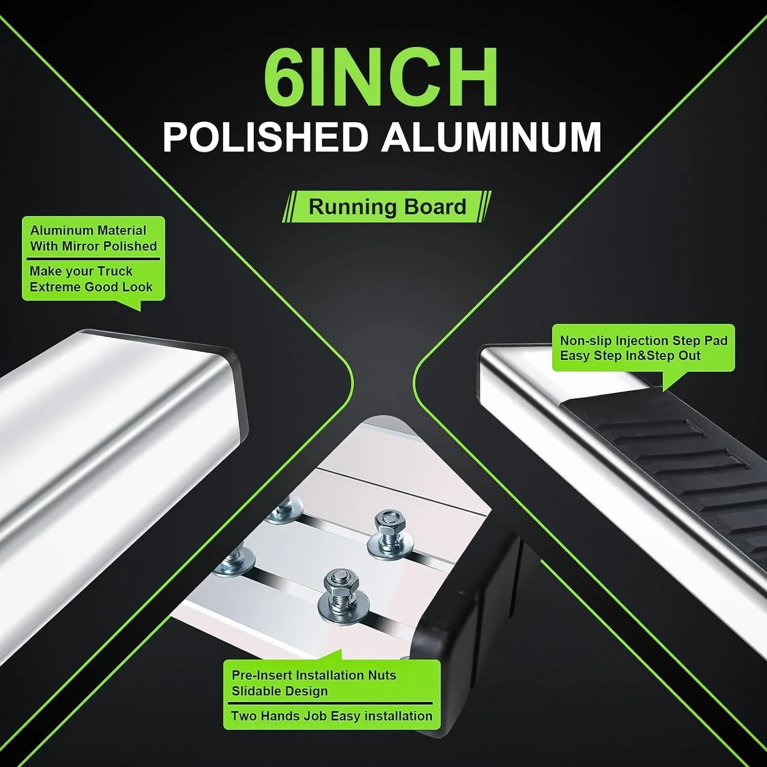 Silverado/Sierra Boards Fit bar Cab Crew 1500 2500/3500 2020-2024 Step Running ONINE Silverado/Gmc Aluminum Chrome 6" & Sierra Nerf Polished Chevy Custom 2019-2024 Side