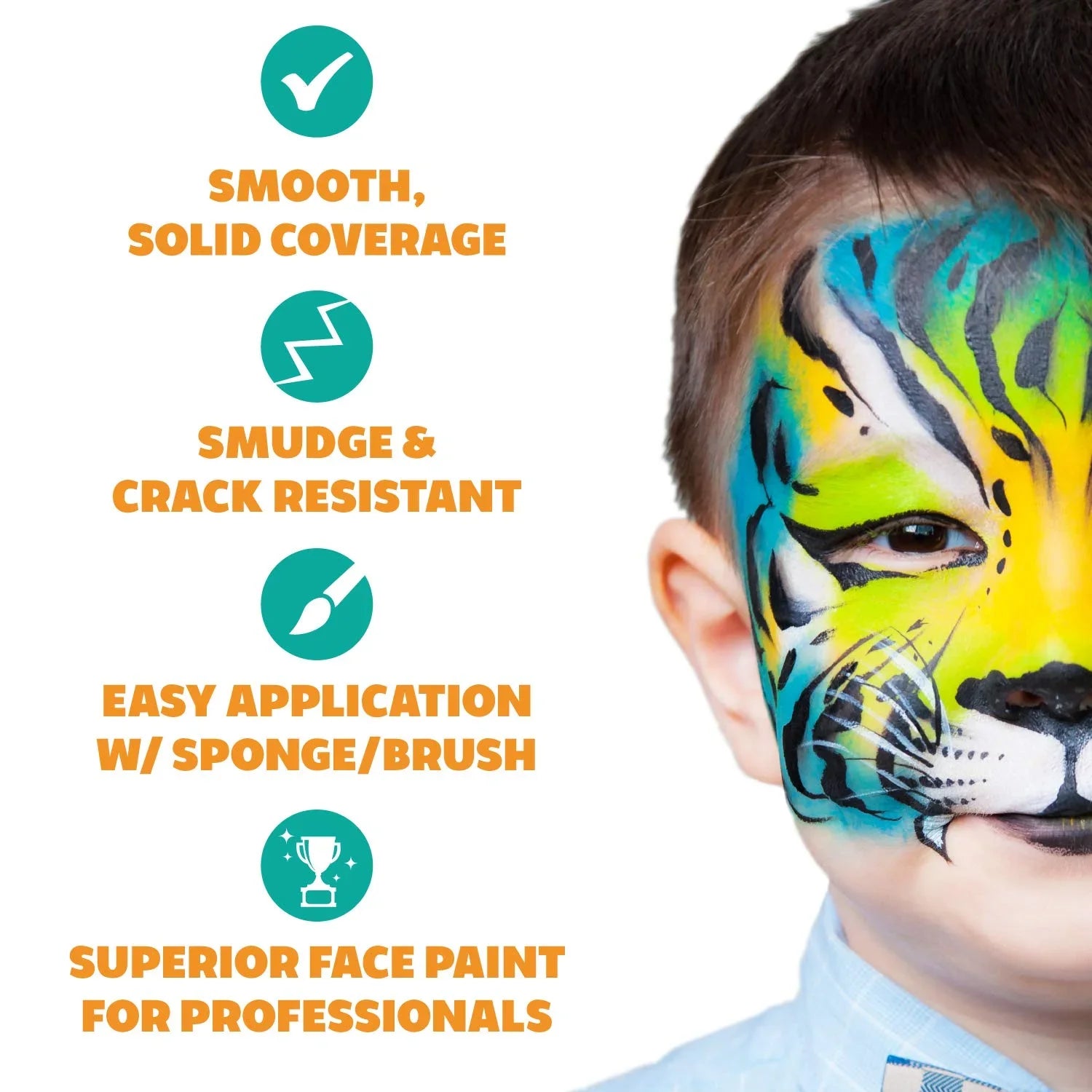 Toxic Face Kids Face Party, Effects And Cosplay, Adults, Safe White Painting Special Professional For Black Paint Set, Body Makeup Activated Non Water Kit & Paints