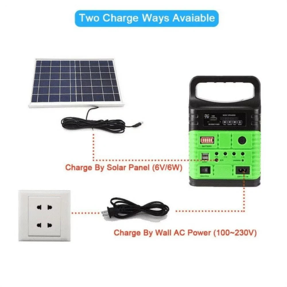and Charger Power Camp Power with Generator with Solar System Back-up Battery Flashlights, Lamps Station Panel, USB 10W Solar Portable Electric Outdoor Home Emergency