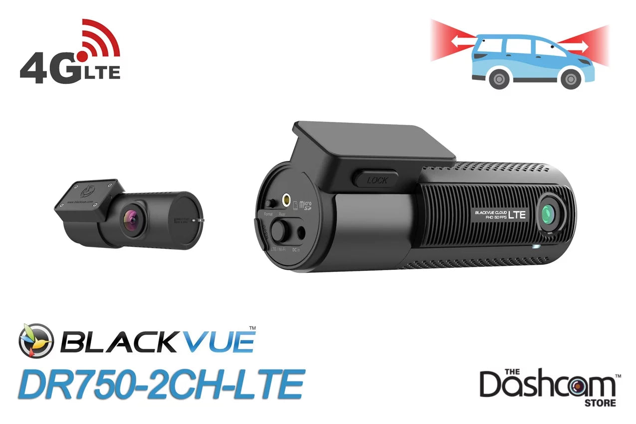 & Dual BlackVue Rear Cam DR750-2CH-LTE Front 4G-LTE Dash Lens w/ BlackVue Memory + Card Built-In 256GB