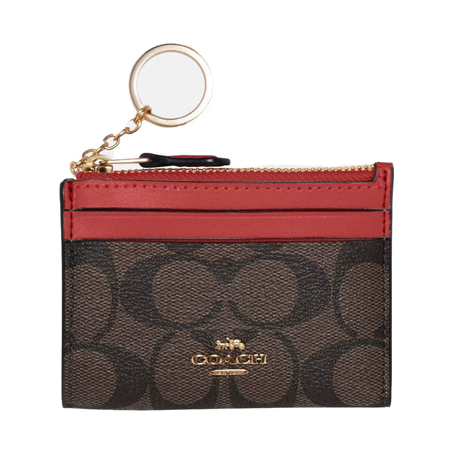 Skinny Case (Brown Red) / Coach Canvas Mini Id Card Women's In Signature
