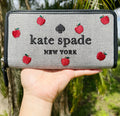 Embroidered Kate Multi Toss Apple Spade Ella Black Zip Wallet Continental Large
