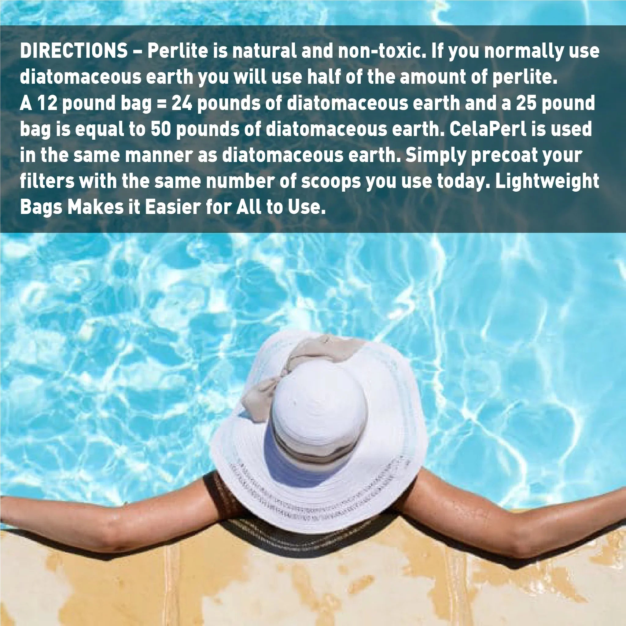 CelaPerl 24 – Earth - 12 & Perlite Filtration Pool Diatomaceous Pounds Spa Alternative = – Pounds DE Aid Pool Filter Swimming