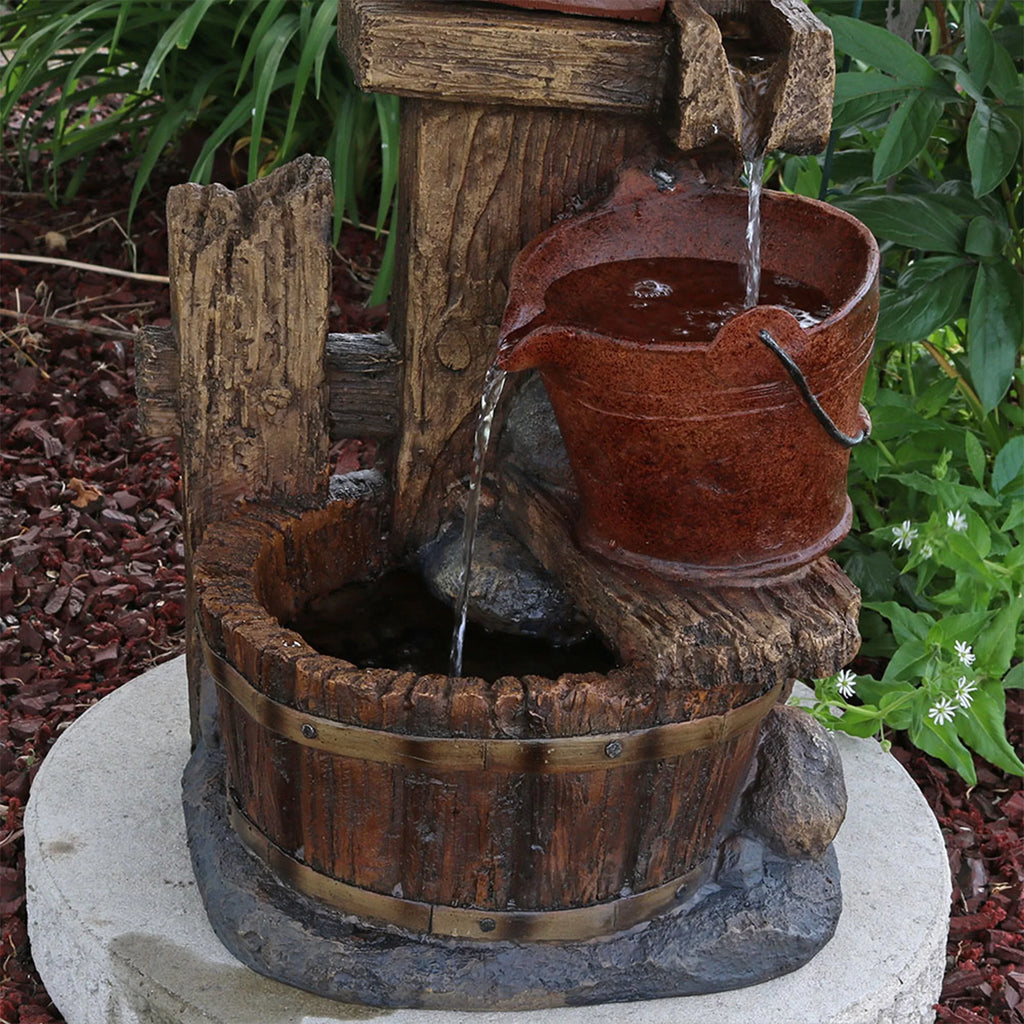 '- and House 26" Sunnydaze Buckets Outdoor Bluebird Fountain