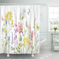 Tender SUTTOM Buttercup Watercolor Wildflowers Pansies Tansy Yellow inch 66x72 Shower Curtain Blue Pink