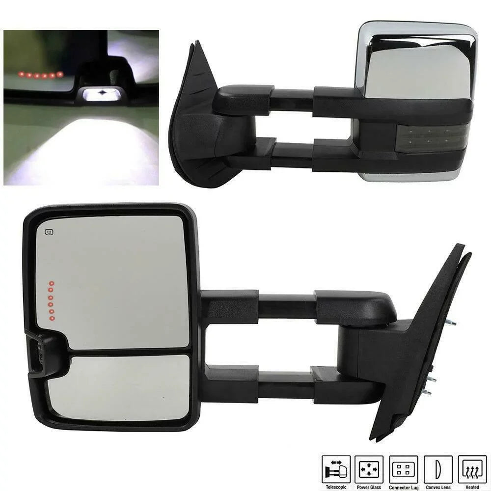 Signal&Backup Heated Mirrors Chevrolet Power For Chrome Gmc Led Towing Lamp