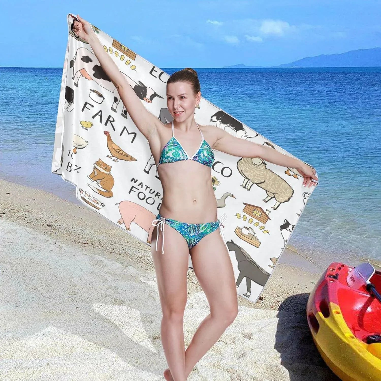Free Farm Lightweight Towel Bath Bestwell Swim Towel, Quick Animals Thin Oversized 31”X71” Sand Towel Towel Cool Pool Beach Blanket, Yoga Microfiber Multipurpose Shower Dry