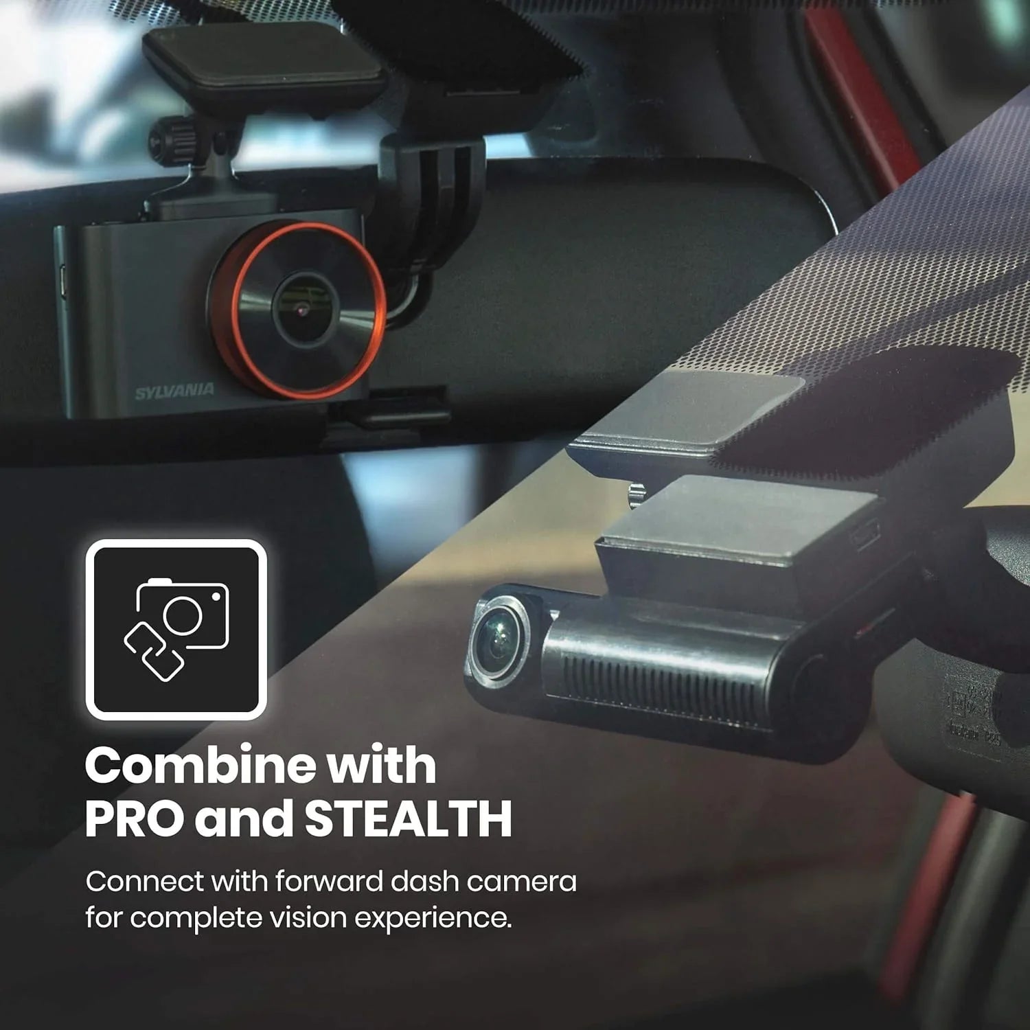 Rear Degree Camera 140 Wide Roadsight - SYLVANIA Mount, Adhesive HD with Roadsight 1080p, Dash Works - Pro Angle,