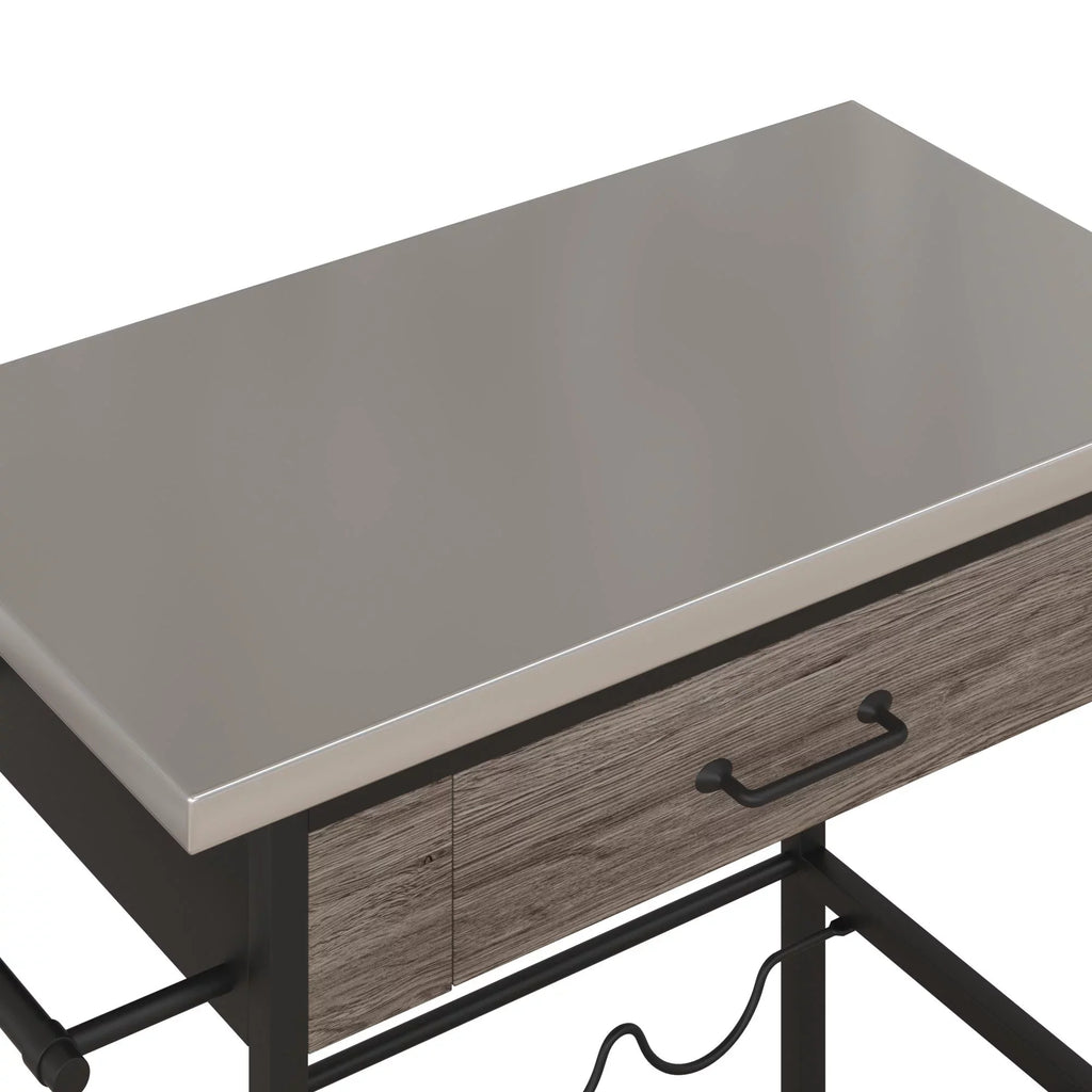 Black Multifunctional Storage, Kitchen Rack Metal, Steel Cart, Stainless and Nora Novogratz and Brown Wine Pantry