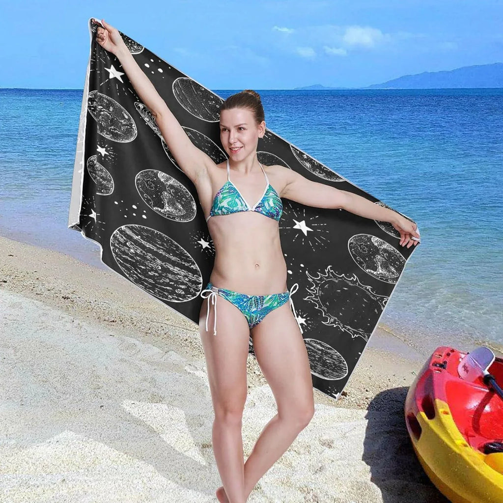 for Camping Holiday（387） Towels Quick Bestwell Towel Compact - Oversized Pattern - Towel Swimming Beach Absorbent Space Travel Super Lightweight Dry Planets