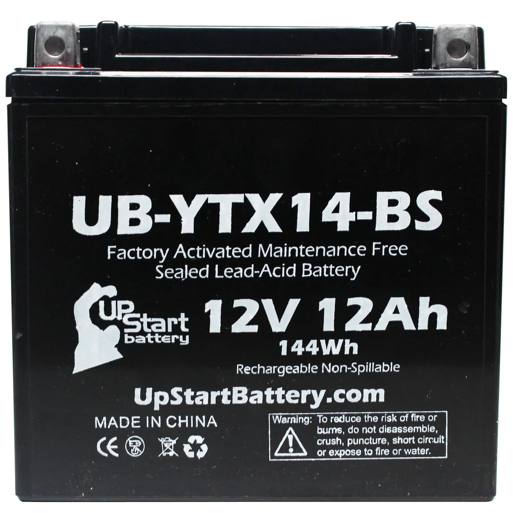 1000 UB-YTX14-BS Replacement Free, Maintenance Activated, 12V, Yamaha - 1998 Factory Battery Motorcycle 12AH, CC YZF1000R Battery UpStart
