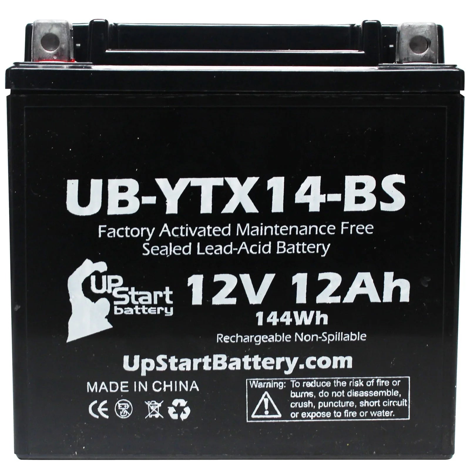 1000 UB-YTX14-BS Replacement Free, Maintenance Activated, 12V, Yamaha - 1998 Factory Battery Motorcycle 12AH, CC YZF1000R Battery UpStart