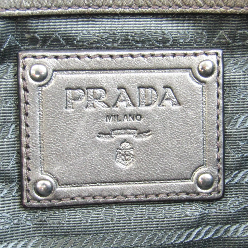 Tessuto,Leather Bag Pre-Owned Women's Prada Tote Bronze,Gray (Good) BR4007