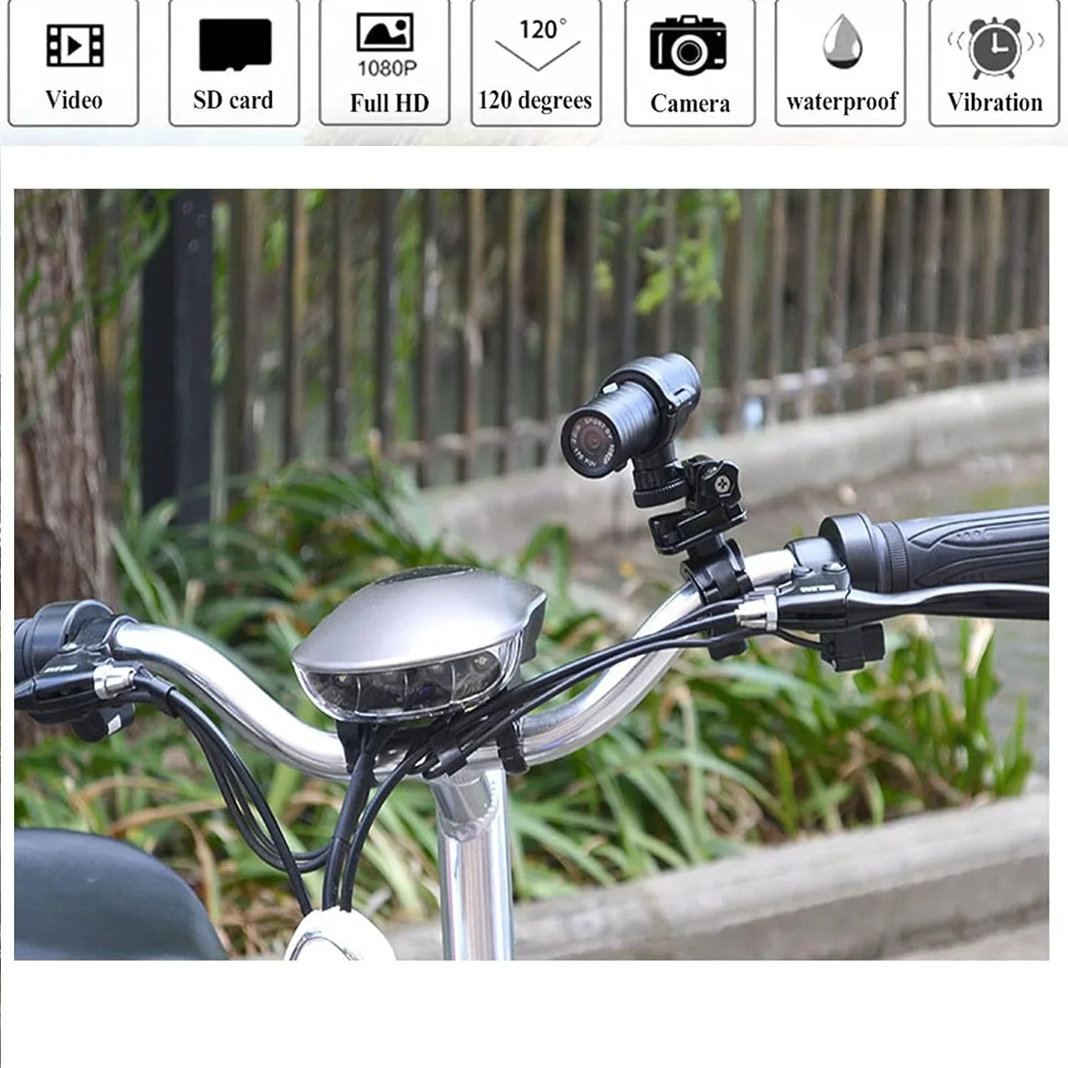 with 120° Wide Camera Handle Action Angle Mini Camera Helmet Bike Motorcycle Sports Brackect- 1080p Video