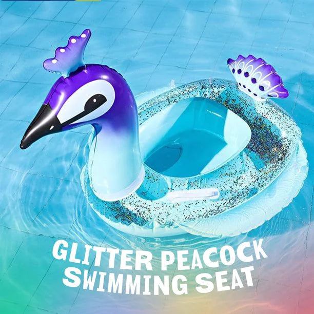Melia Glitter Designed Peacock Kids Pool for 48 Inflatable Fast Water Party Float Raft Valves Beach with Toys Decorative Inch | Party Lounge Game Summer Swim