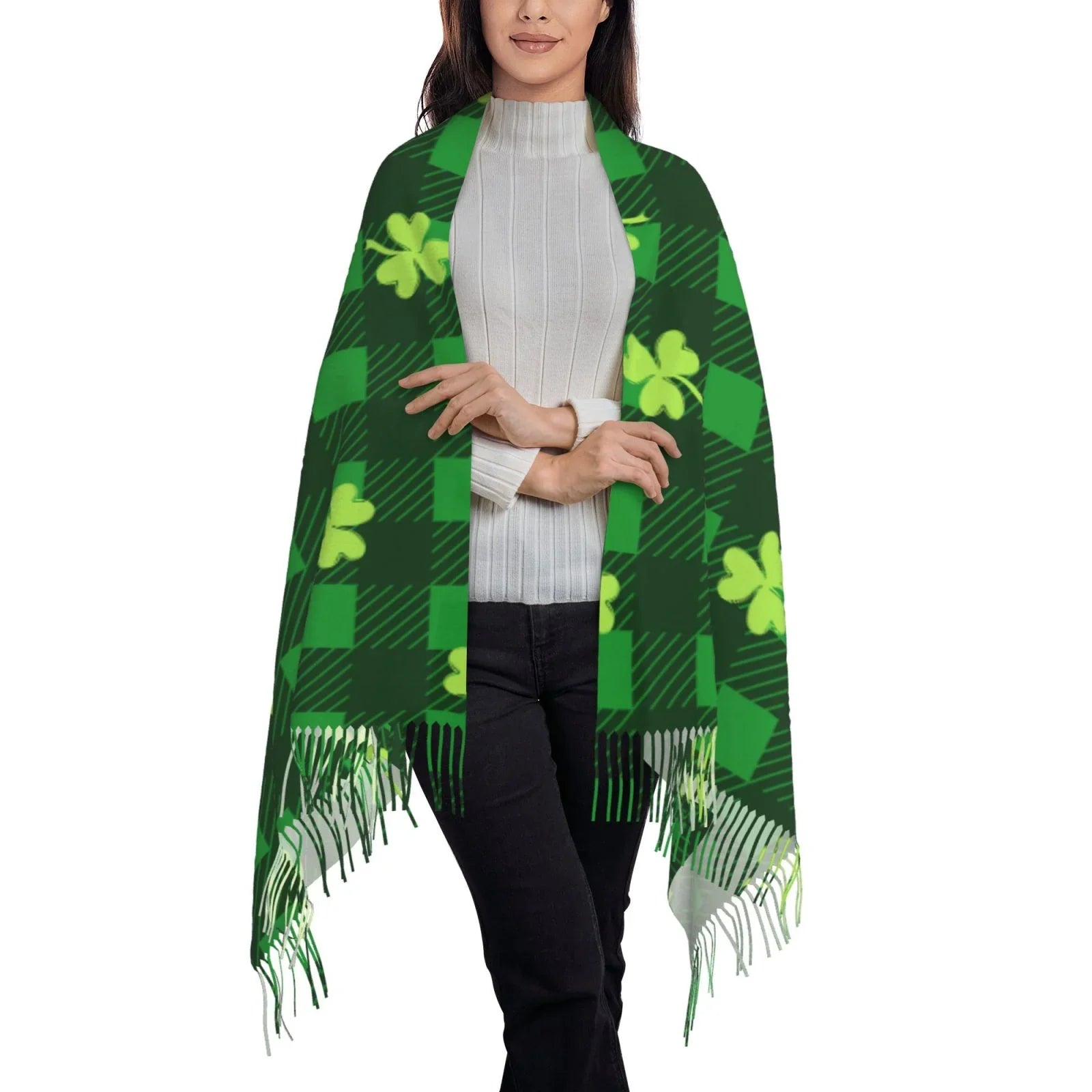 For Elegant Soft Gifts- Winter Large Warm Print Shawl Day5 Scarf Patrick's Bingfone Happy Cashmere Scarves Art St. Feel Women Wrap