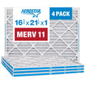 Air Filter, Air x 1 AC x Furnace 4 1/2 Pack 16 Aerostar 3/8 11 21 Filter, MERV Pleated