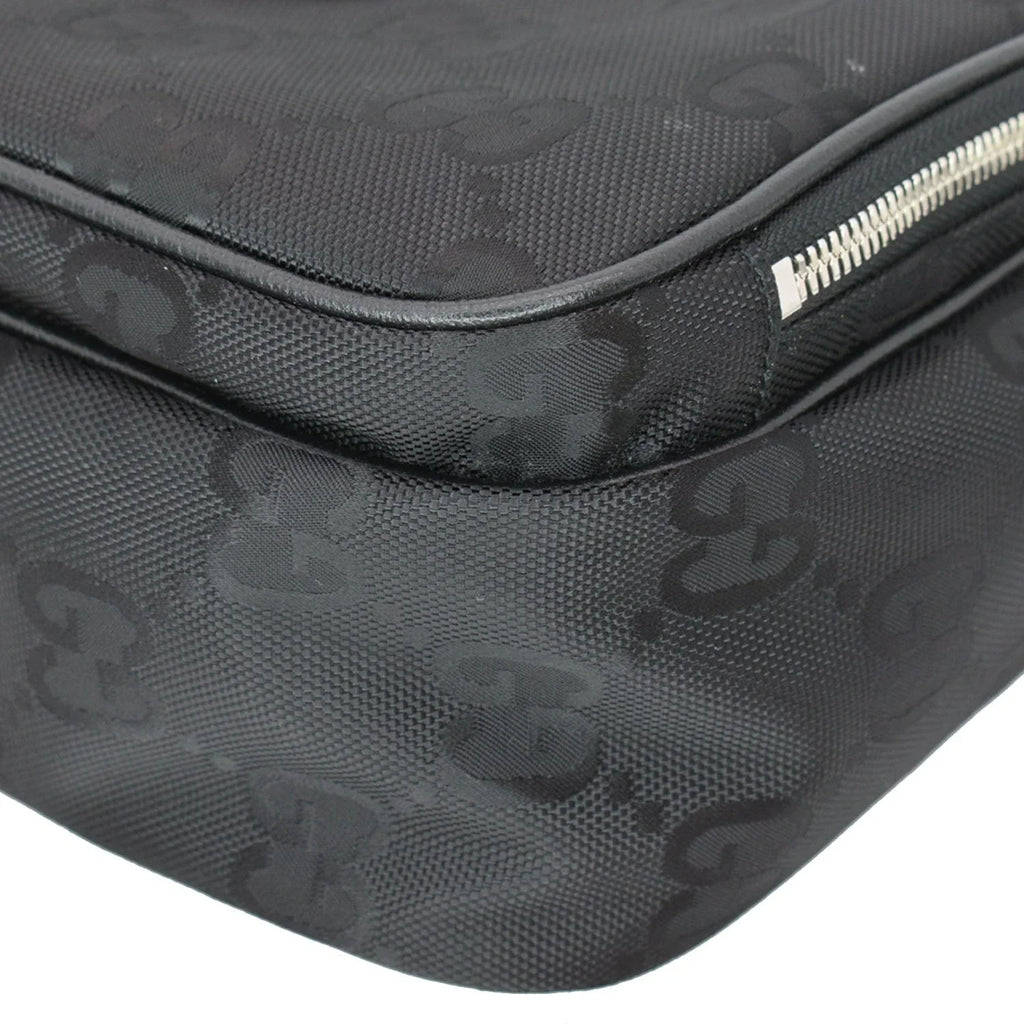 625858 Shoulder Off Monogram Black Nylon Pre-owned The GG Grid Bag GUCCI