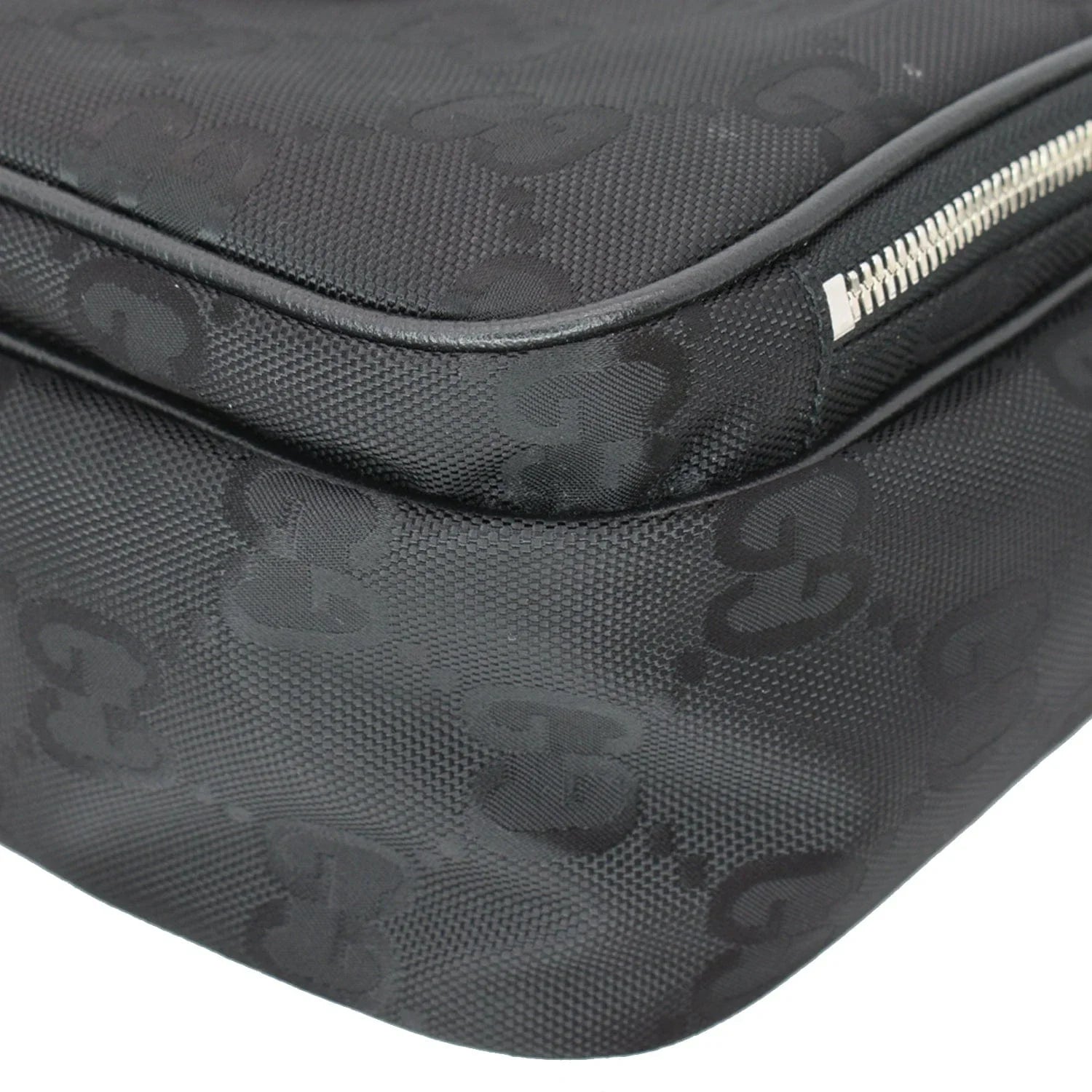 625858 Shoulder Off Monogram Black Nylon Pre-owned The GG Grid Bag GUCCI