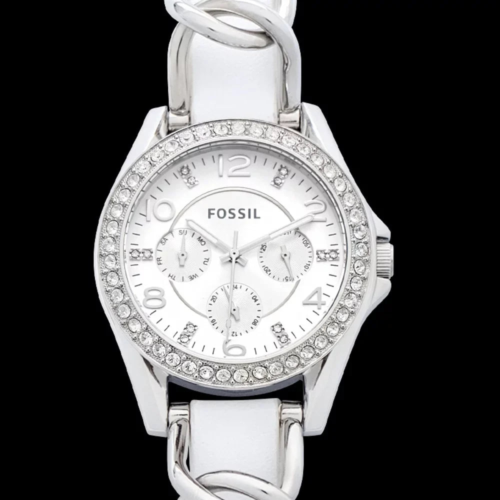 Fossil Display Quartz Analog Analog Riley White Women's Watch 38MM ES3463
