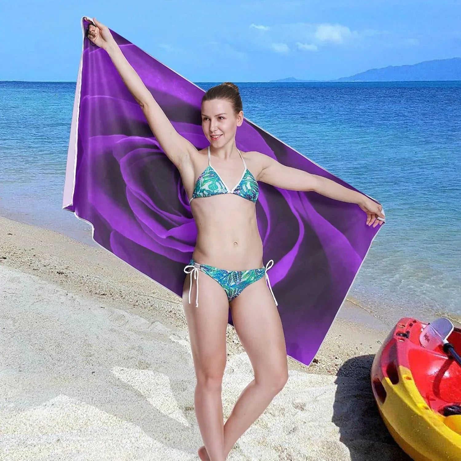 for Camping Purple Oversized Lightweight Holiday（278） Absorbent Super Bestwell Swimming Travel Dry Towels Quick - Compact Towel Beach - Towel Rose