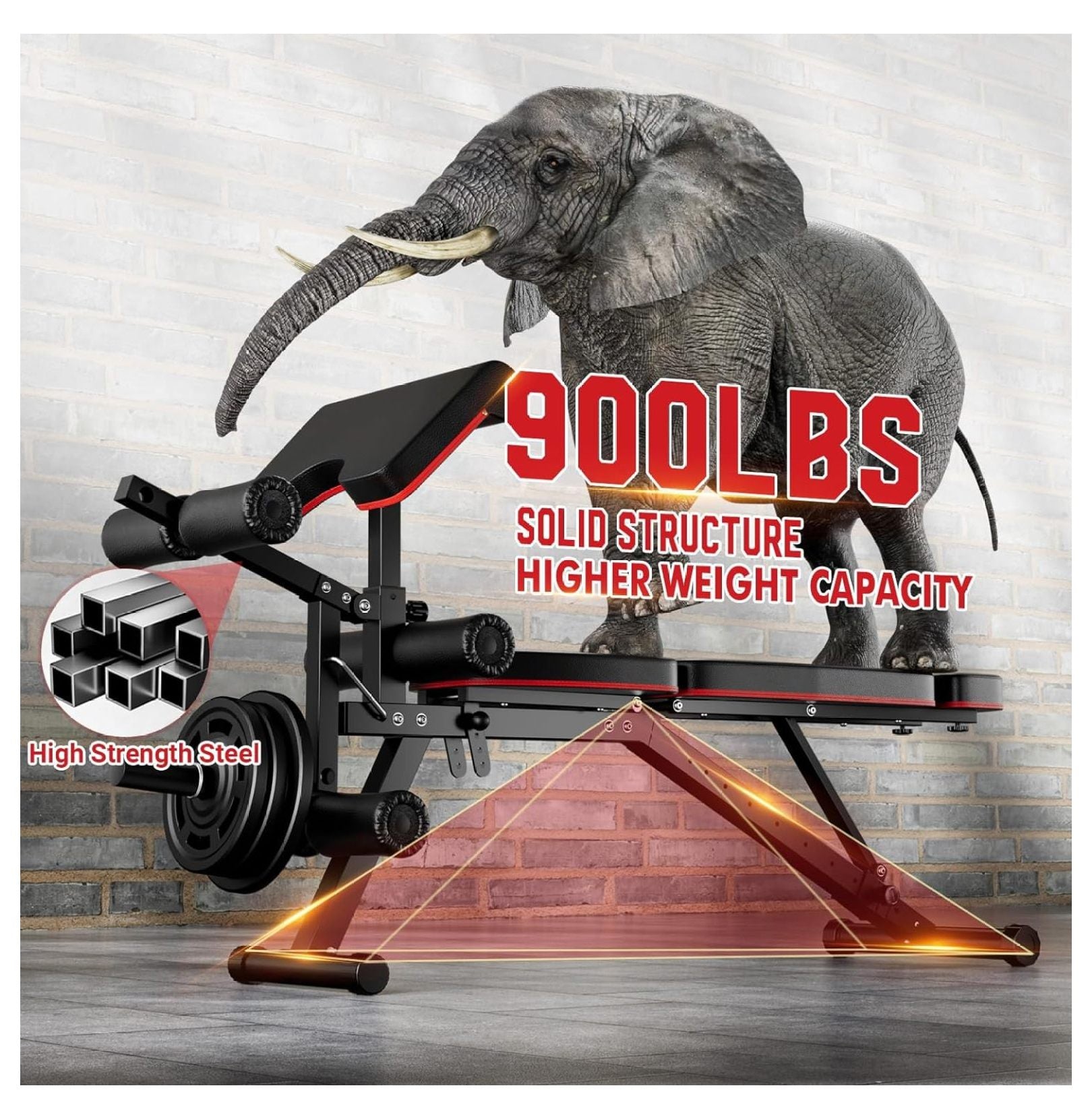 Capacity for Workout, Gym Bench, Incline Full Bench Weight Adjustable Extension Headrest, Home Decline Body Weight Flat Workout with and Exercise Leg Pad, Extended Preacher Bench 900Lbs
