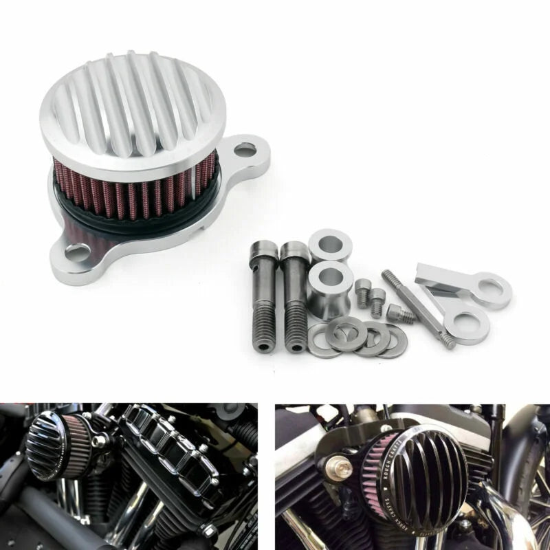 Filter System Intake Cleaner Air Sportster for Kit in Harley-Davidson XL883 XL1200 Silver 1988-2015