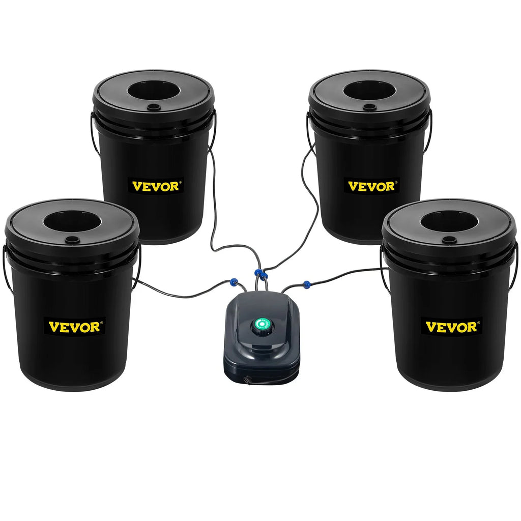 5-Gallon, Grow Pump, System VEVOR Stone & Hydroponic Vegetables Water DWC Indicator Indoor/Outdoor Kit, 4-Bucket Level Air with for Leafy