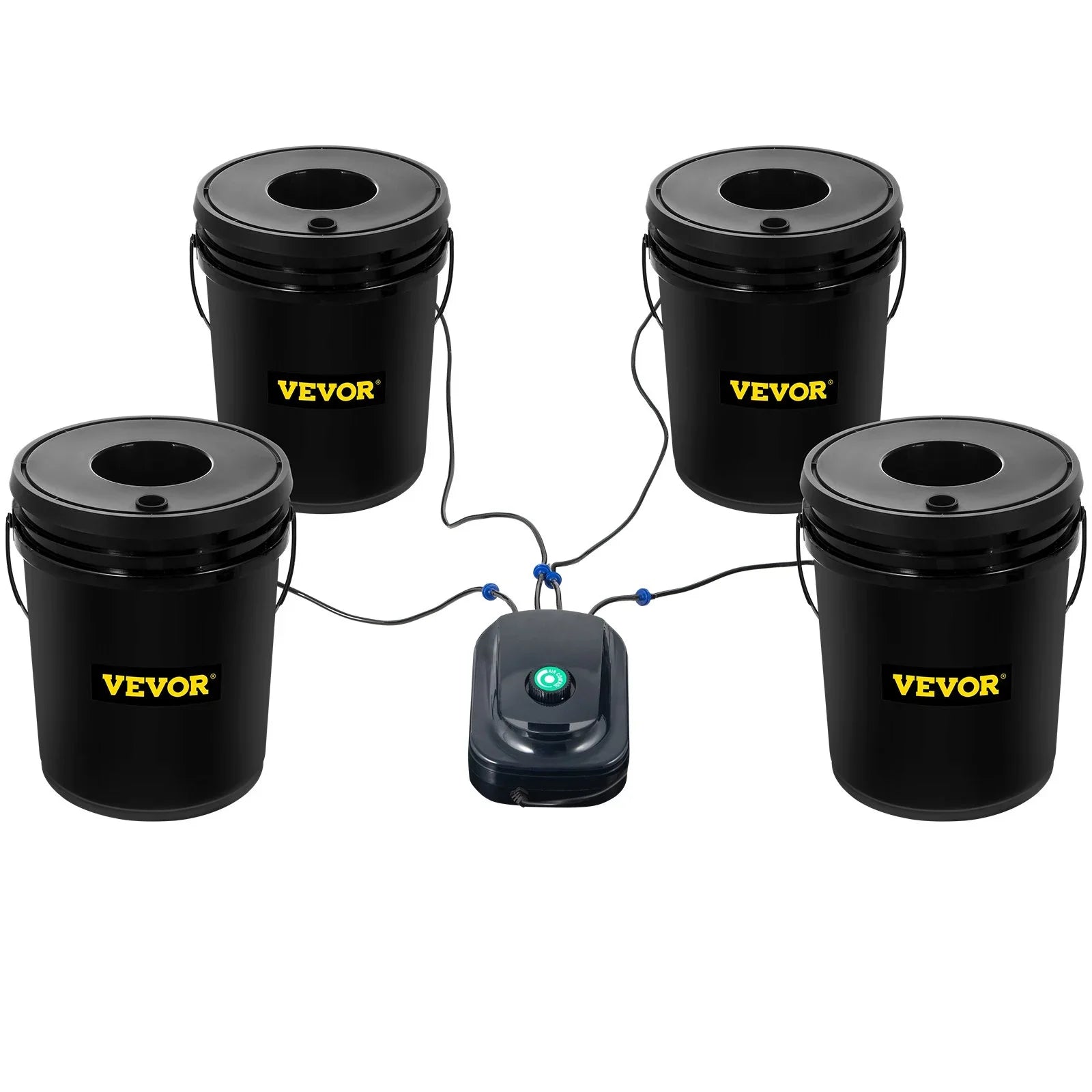 5-Gallon, Grow Pump, System VEVOR Stone & Hydroponic Vegetables Water DWC Indicator Indoor/Outdoor Kit, 4-Bucket Level Air with for Leafy