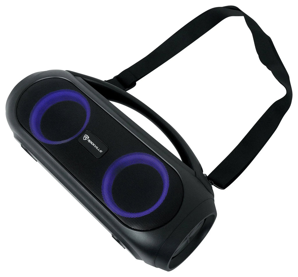 Bluetooth w/Wireless Link BASS (2) MAX LED Speakers Portable Rockville PARTY GO