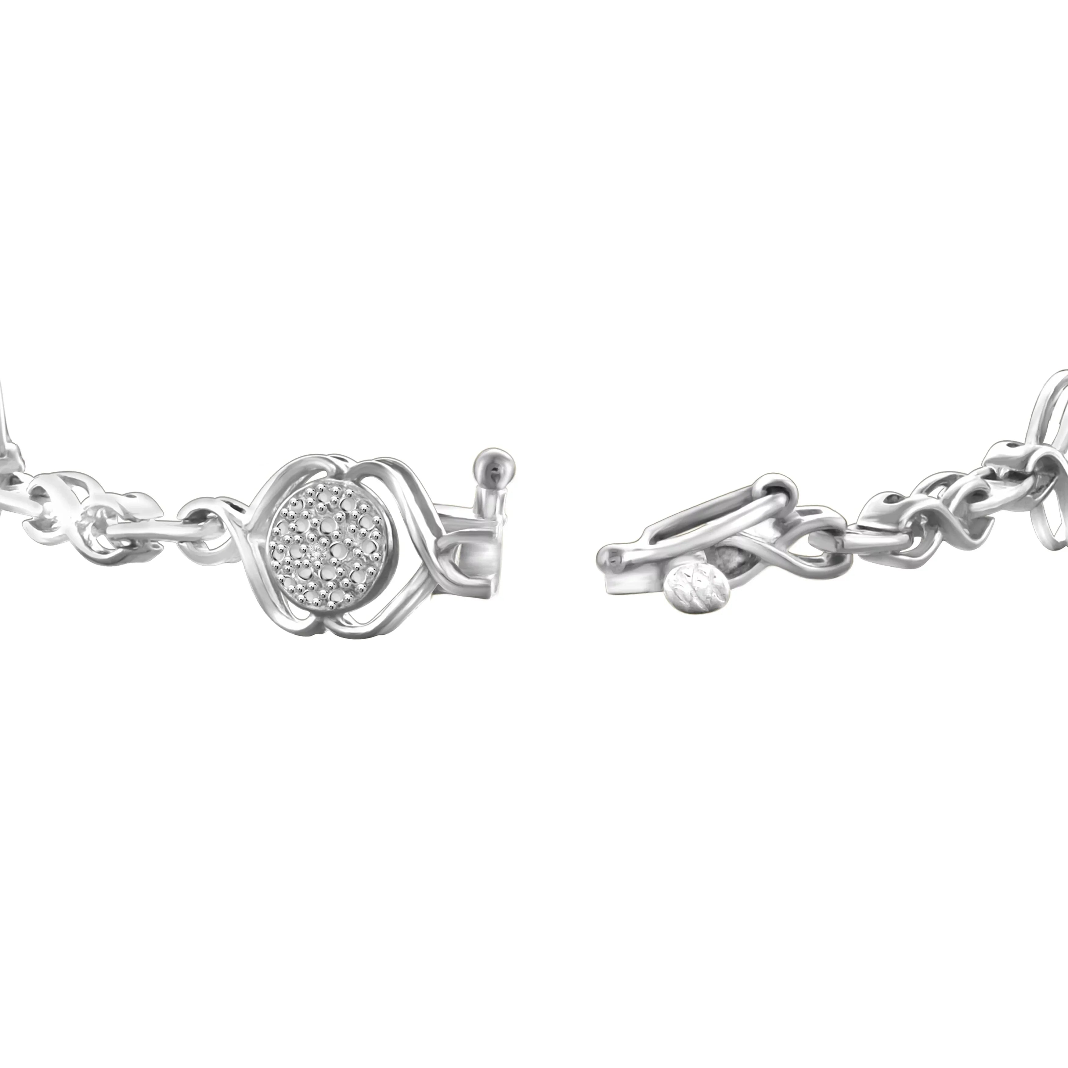 Sterling Bracelet Round-cut Accent Silver Diamond White