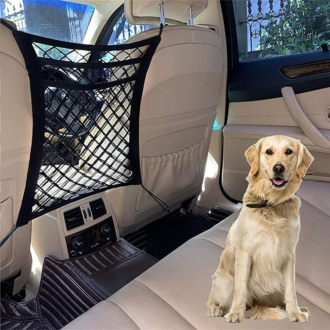 Auto Safety SUVs Barrier Cars, 3 Net Organizer and -Easy to Children, Baby Barrier Dog with Storage Stretchable DYKESON Universal Pet Drive Mesh Pets with Layer(M) Bag Car for Install,Safer