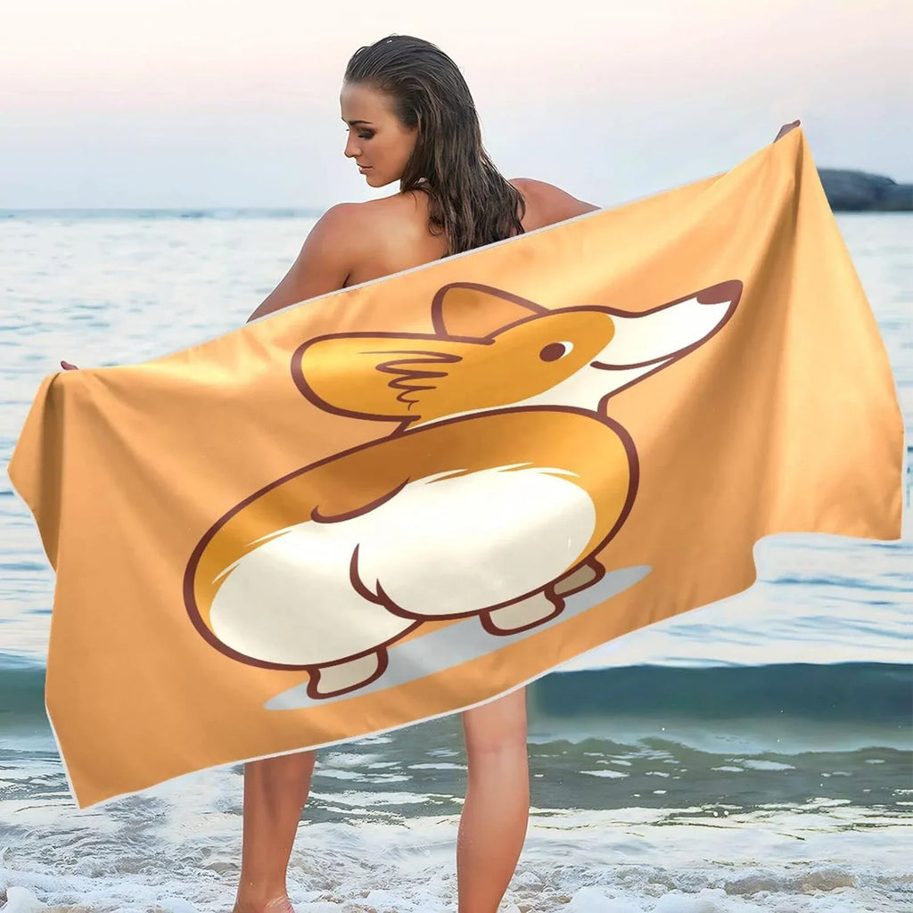 Dry Super Orange Bestwell Corgi Cute Camping Lightweight Beach Towels - Swimming Oversized Towel for Absorbent - Holiday（353） Compact Towel Quick Travel