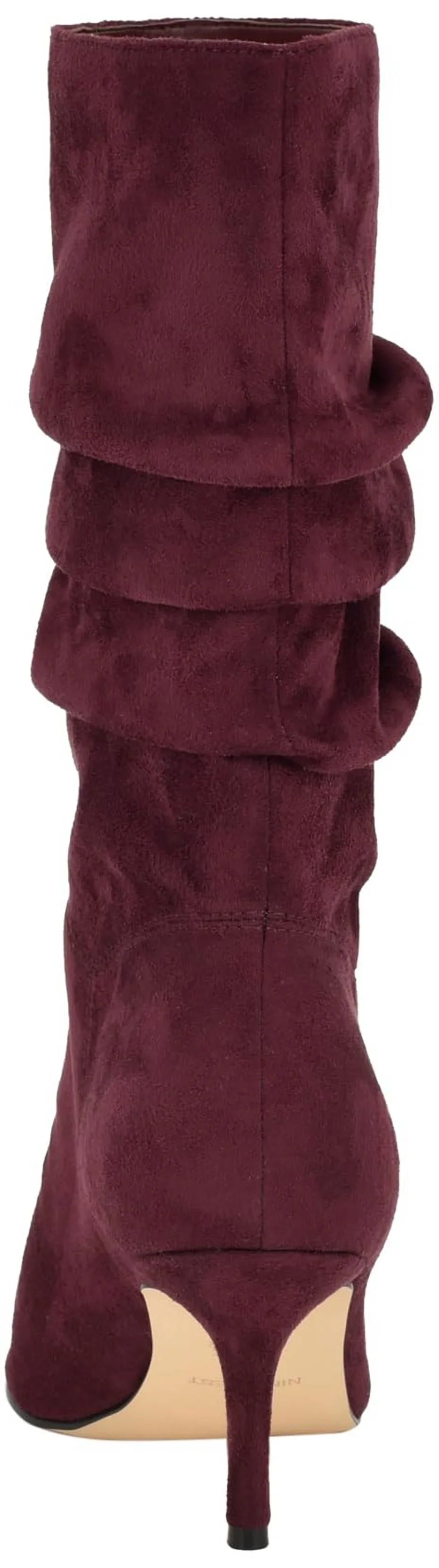 9, Calf Mycki Stiletto Boot 600 Heeled Mid Nine West Wine Women's