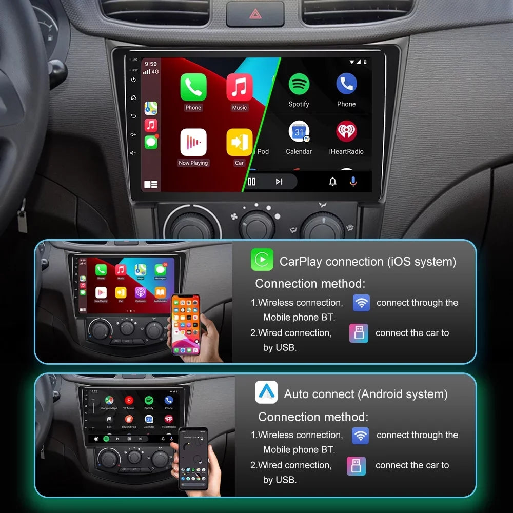Andriod Wireless Apple for JMANCE Toyota Support 2011-2014 Stereo CarPlay Android Backup 10 with Camera Auto Car Sienna