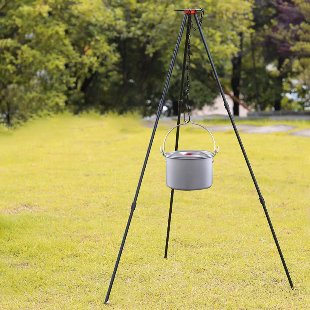 ing Cookware with Outdoor Stand Tripod , Adjustable Portable Cooking Aluminum Campfire Grill Accessory Tripod, Pot Picnic Camping Black