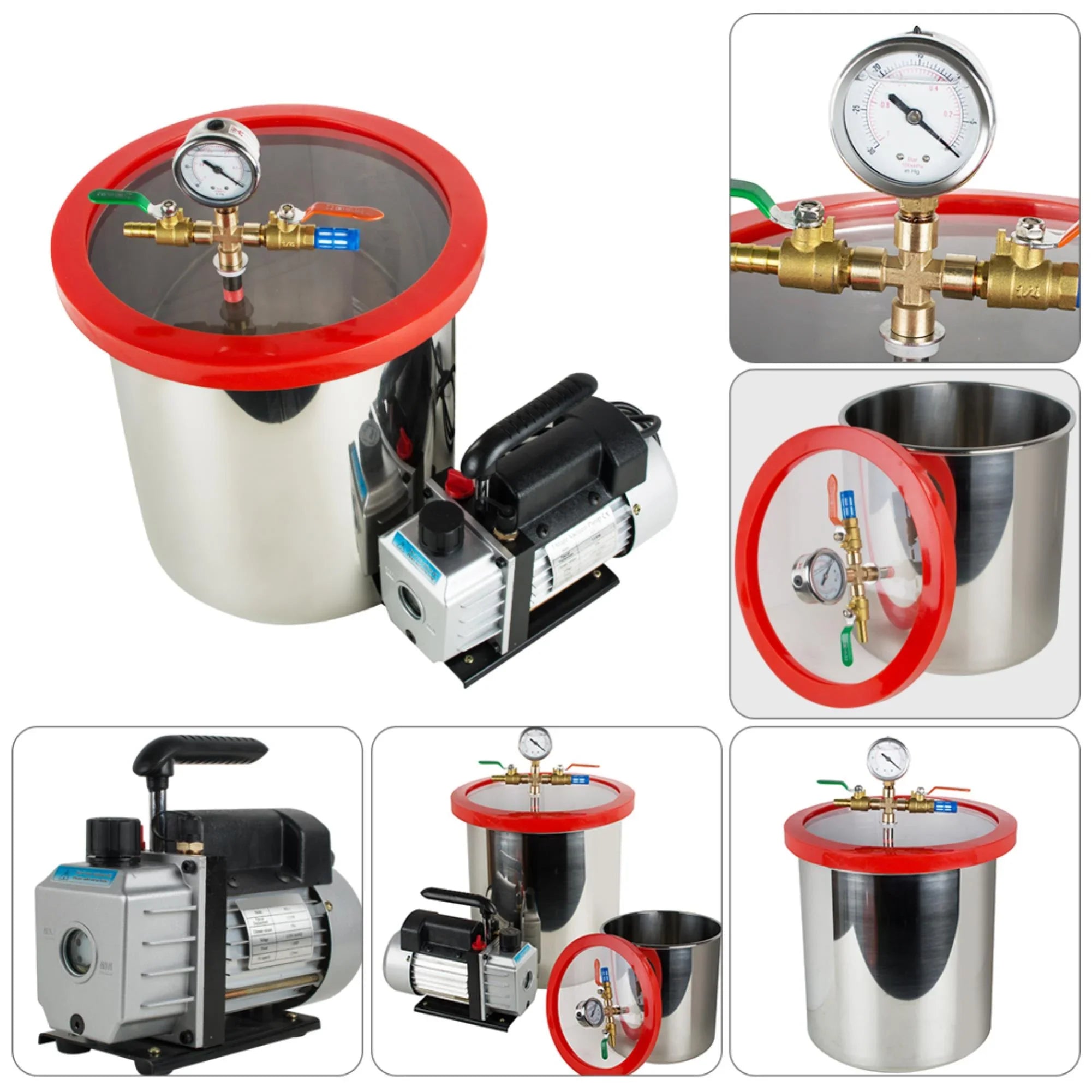 Gallon Efficiently & Eliminate 5 Powerful Ultimate - Steel Vacuum Vacuum 3CFM Air Bubbles our with Chamber Kit Silicone Stainless Pump Degassing Machine