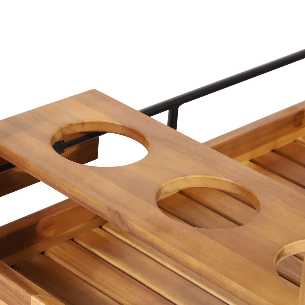 Bonneau 2 Holders, Acacia with Teak GDF Studio and Bottle Wood Bar Outdoor Black Cart Tiered